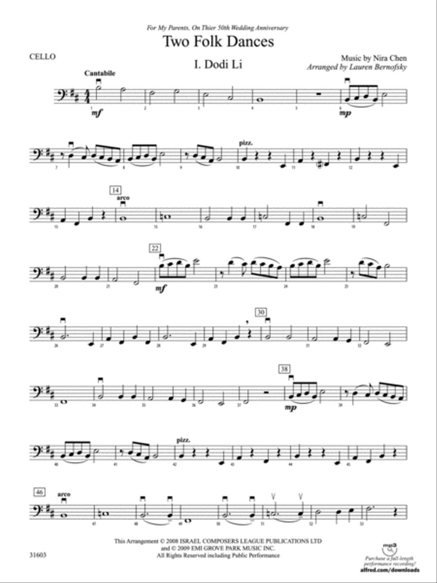 Two Folk Dances: Cello String Orchestra scores gallery preview page 1