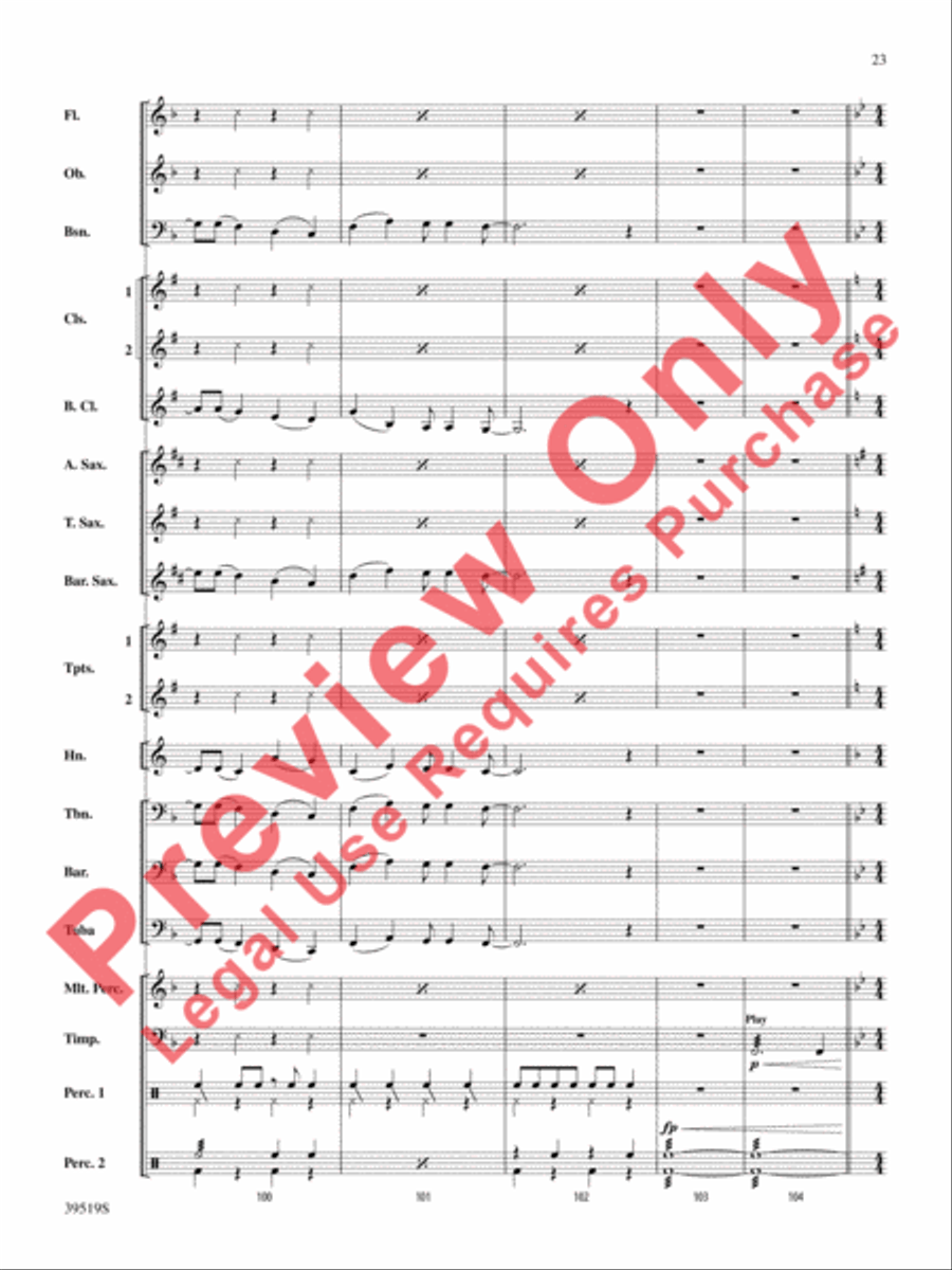 Zydeco Cajun Crawdad Dance Concert Band scores gallery preview page 24