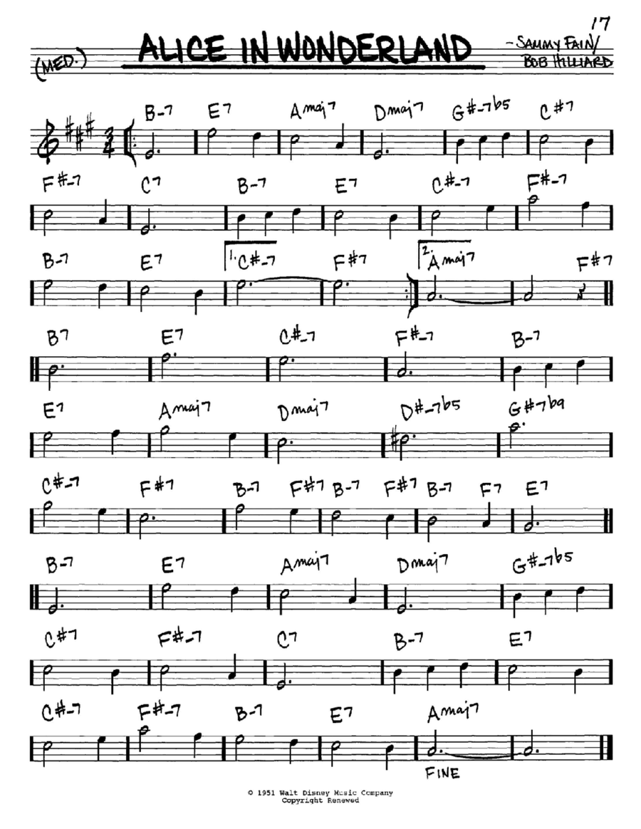 Alice In Wonderland Piano scores gallery preview page 1