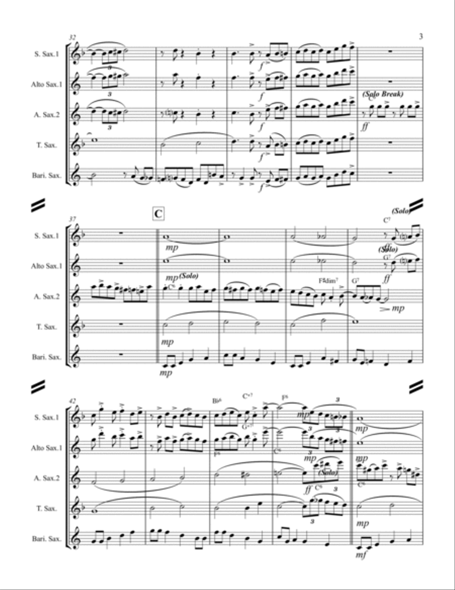 Rudolph The Red-nosed Reindeer Saxophone Quartet scores gallery preview page 4