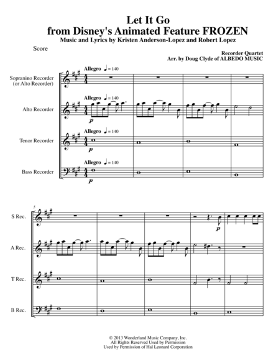Let It Go (from Frozen) Small Ensemble scores gallery preview page 1