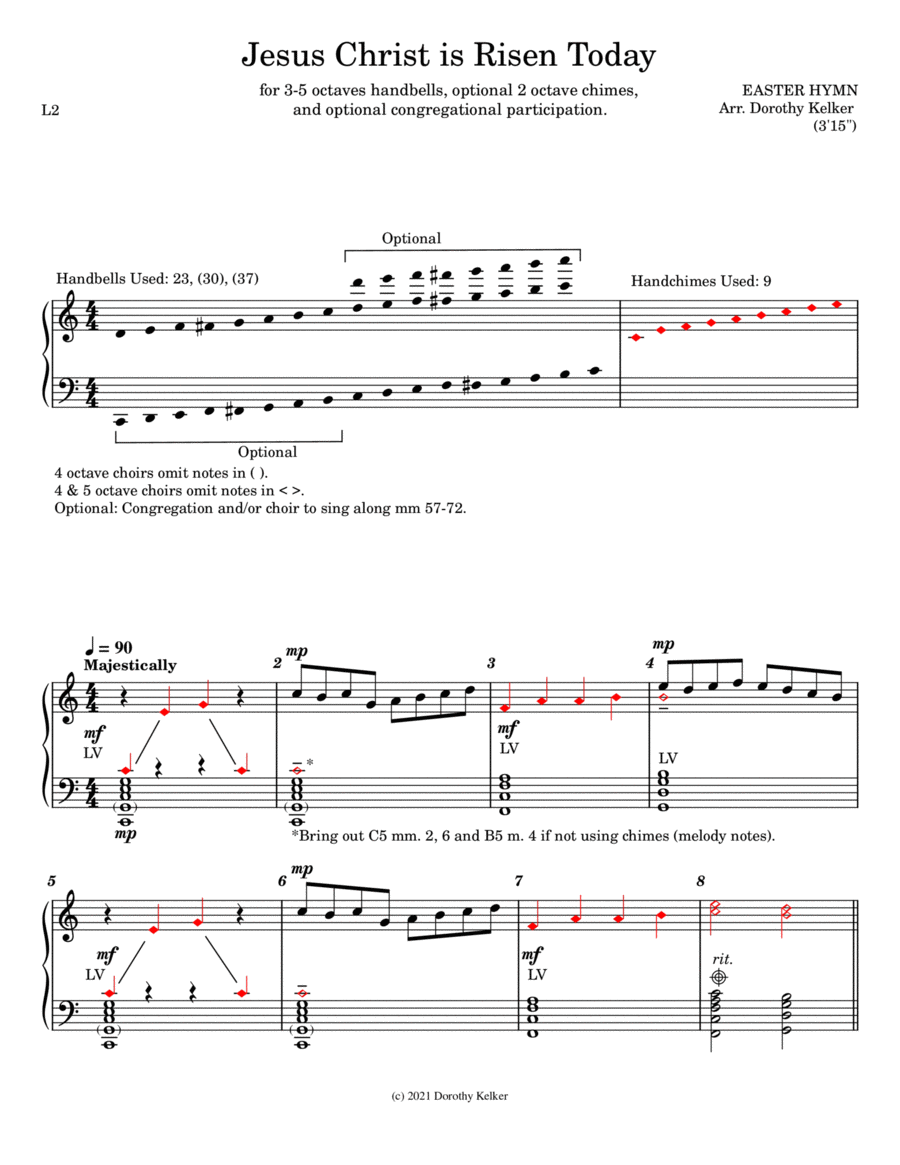 Jesus Christ is Risen Today Handbell Choir scores gallery preview page 1
