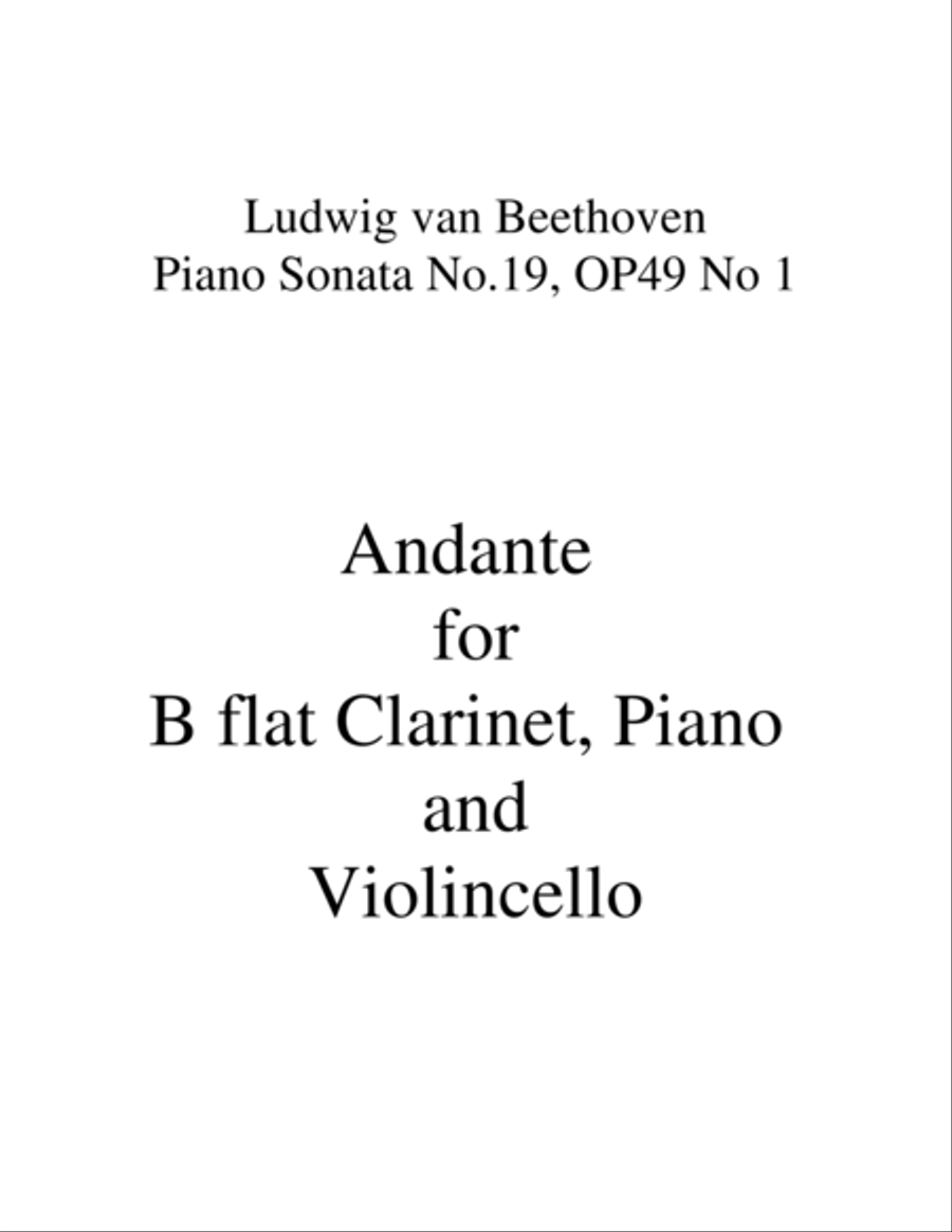 Andante from Beethoven s Piano Sonata Op49 No 1 Small Ensemble scores gallery preview page 1