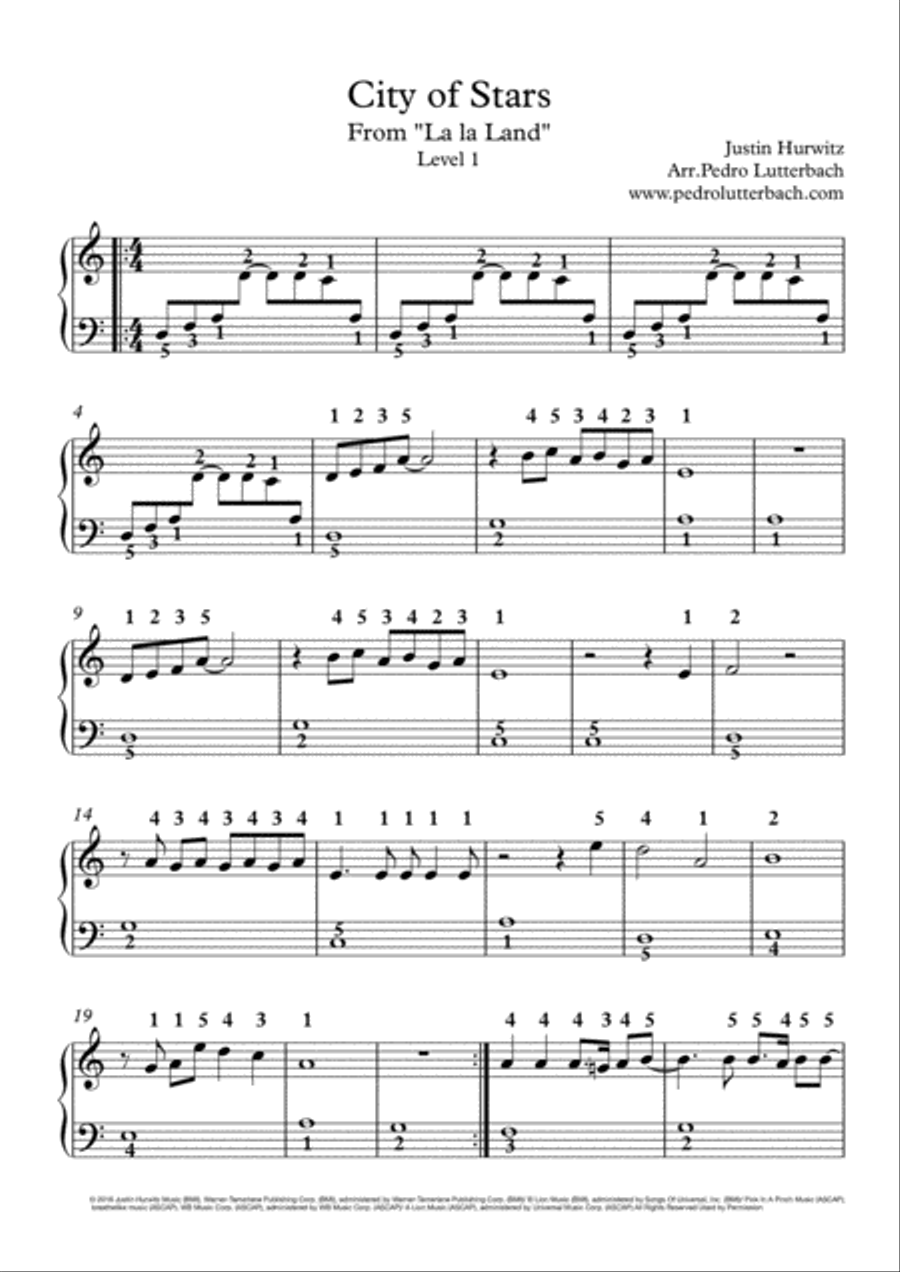 City Of Stars Easy Piano scores gallery preview page 1