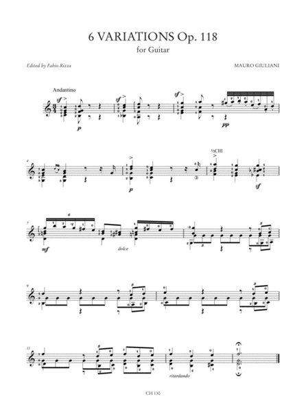 6 Variations Op. 118 for Guitar