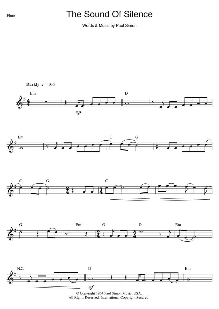 The Sound Of Silence The Sound Of Silence Flute Solo scores gallery preview page 1