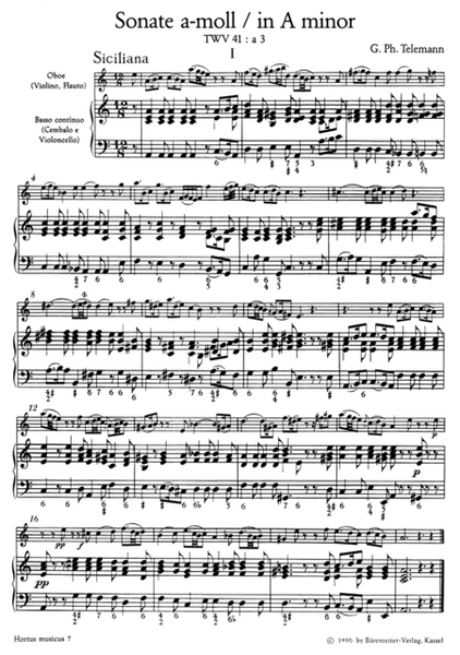 Sonaten und Spielstuecke aus "Der getreue Musikmeister" fuer Melodiein- strument (Floete, Oboe, Violine) und Basso continuo
