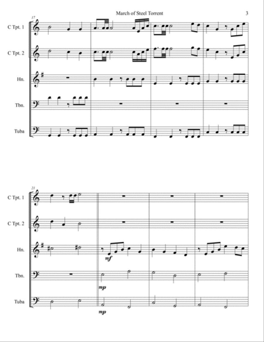 March of Steel Torrent March of Steel Torrent Brass Quintet scores gallery preview page 4