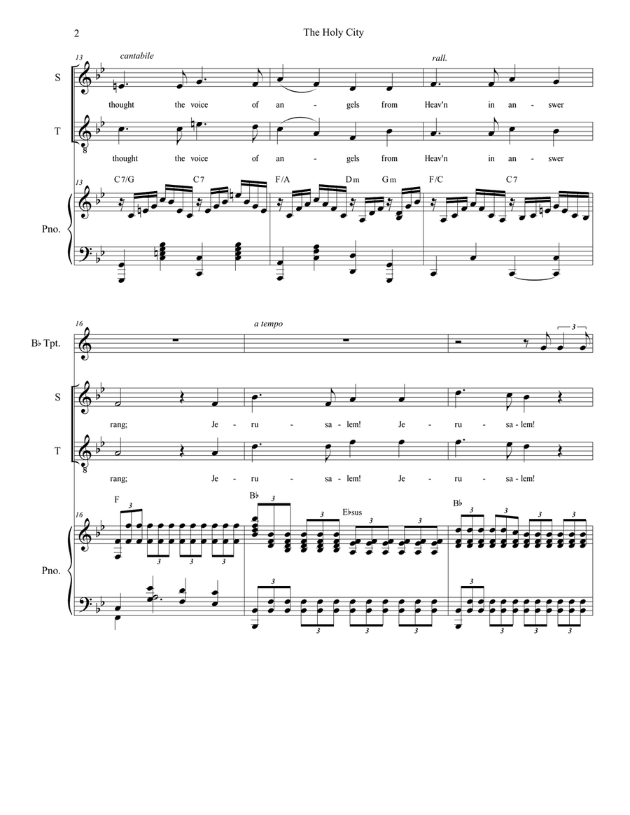 The Holy City (2-part choir - (Soprano and Tenor) 2-Part scores gallery preview page 2