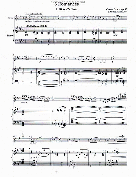 3 Romances, op. 57 by Charles Dancla Violin Solo - Sheet Music