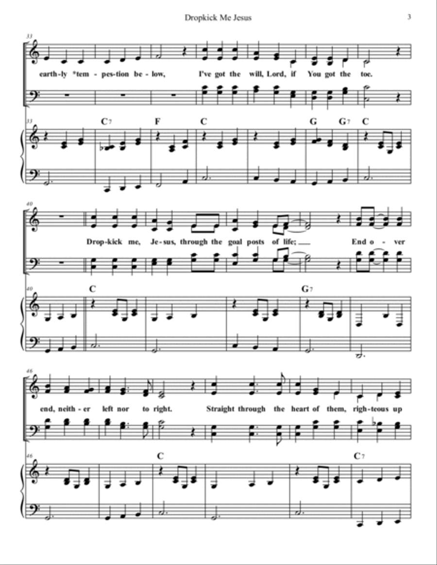 Dropkick Me Jesus 4-Part scores gallery preview page 3