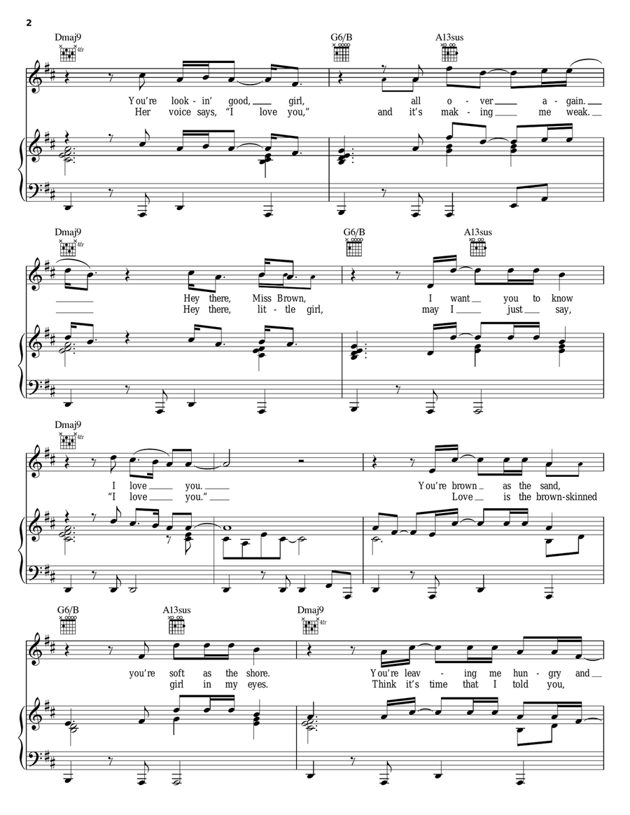 Ebony Eyes Piano, Vocal, Guitar scores gallery preview page 2