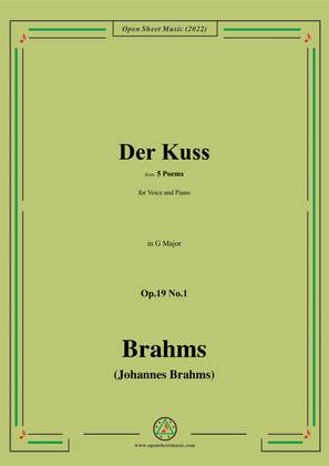 Book cover for Brahms-Der Kuss,Op.19 No.1,from 5 Poems,in G Major