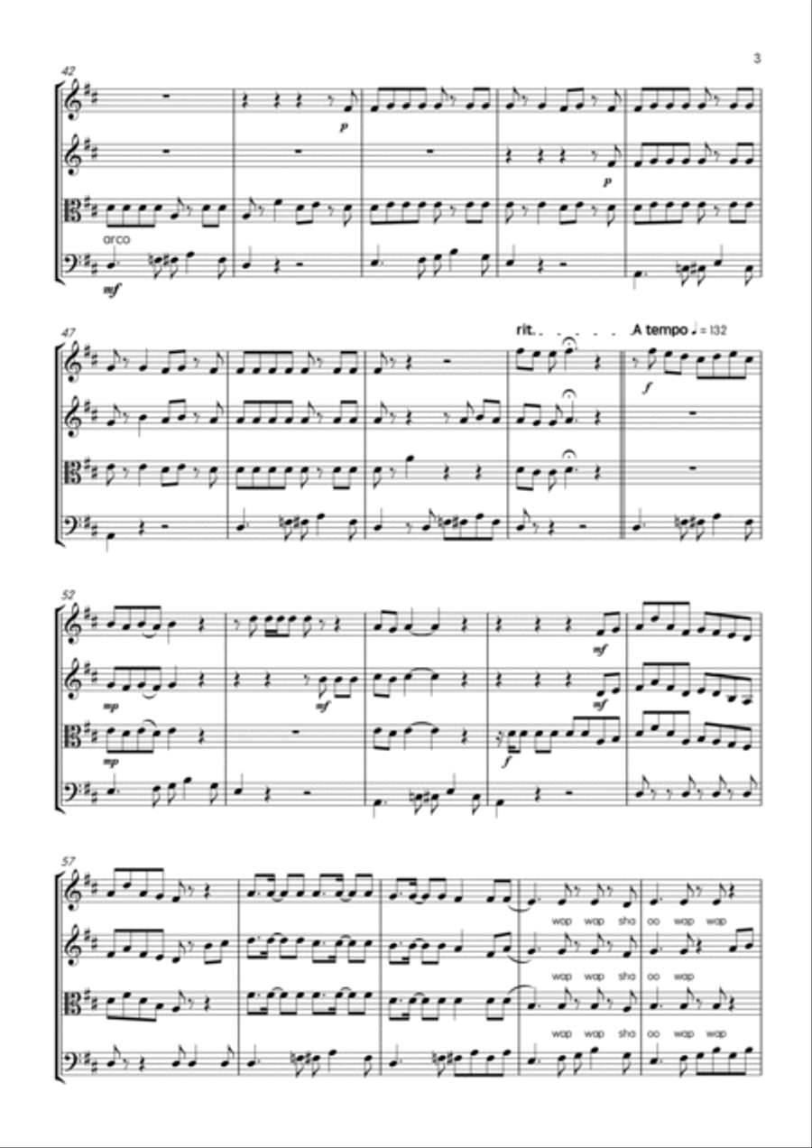 All About That Bass String Quartet scores gallery preview page 3