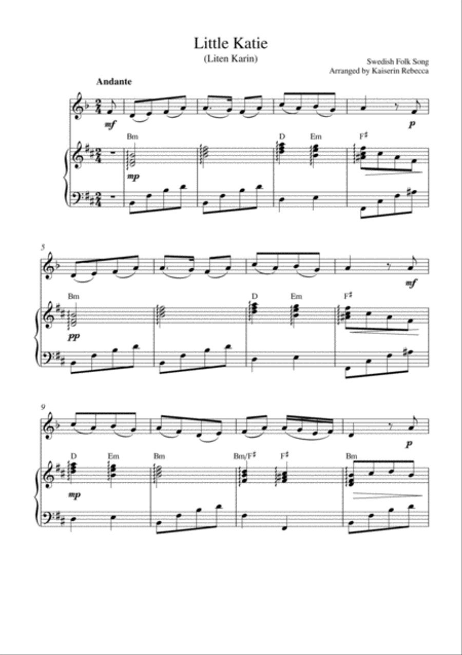 Little Katie (Liten Karin) Clarinet Solo scores gallery preview page 1