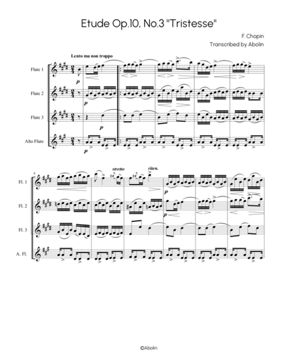 Chopin: Etude Op.10, No.3 "Tristesse" - Flute Choir (Flute Quartet) image number null