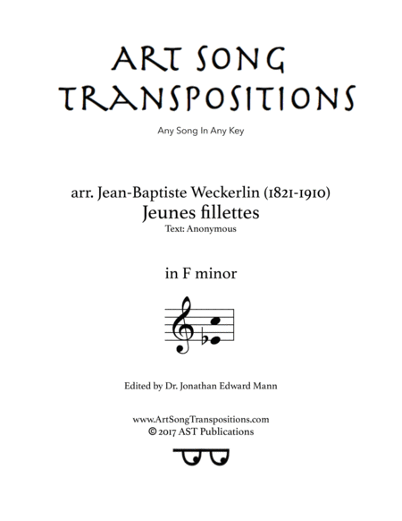 WECKERLIN: Jeunes fillettes (transposed to F minor)