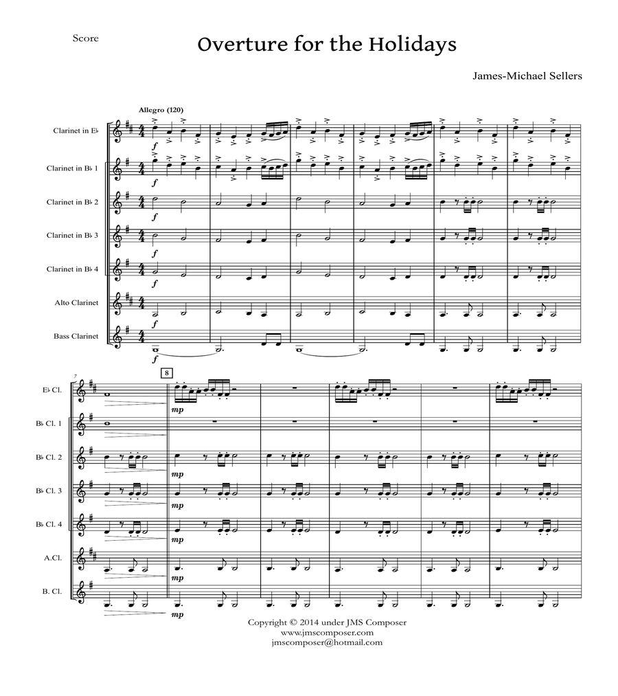Overture for the Holidays (for Clarinet Choir)