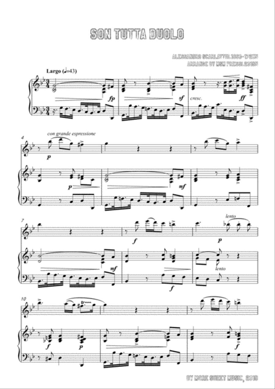 Scarlatti-Son Tutta Duolo,for Flute and Piano Flute Solo scores gallery preview page 3