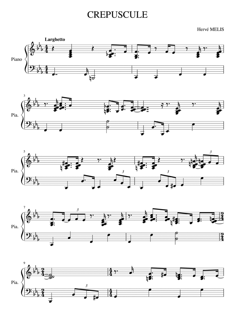 Crépuscule Piano Solo scores gallery preview page 1