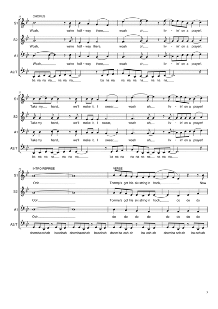 Livin' On A Prayer SSAA scores gallery preview page 3