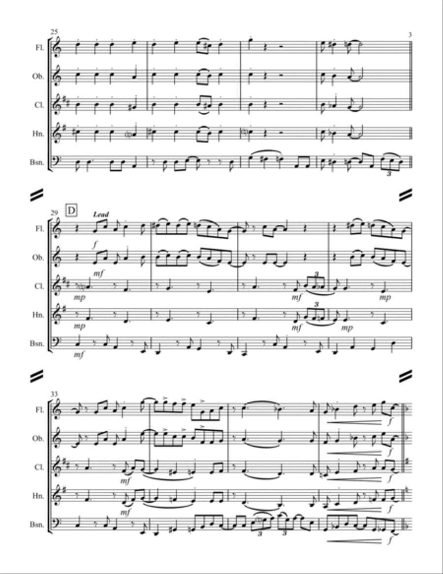 Santa Baby Woodwind Quintet scores gallery preview page 4