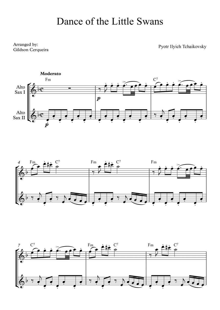 Dance of the Little Swans Woodwind Duet scores gallery preview page 1
