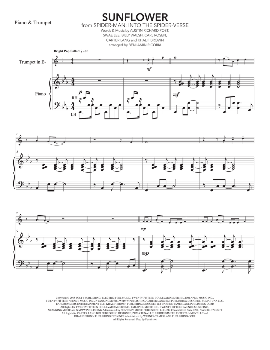 Sunflower Trumpet Solo scores gallery preview page 3