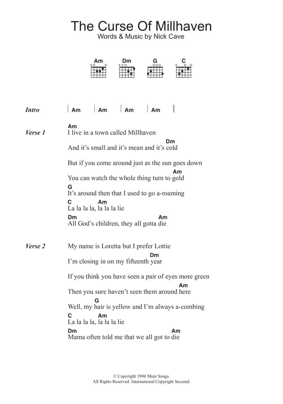The Curse Of Millhaven Guitar scores gallery preview page 1