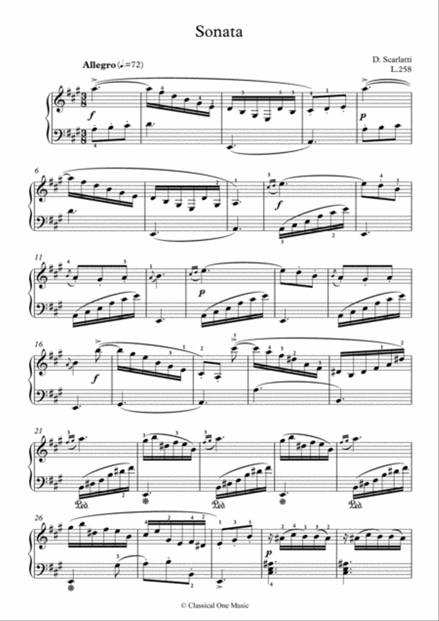 Scarlatti-Sonata in A-Major L.258 K.321(piano) Piano Solo scores gallery preview page 2