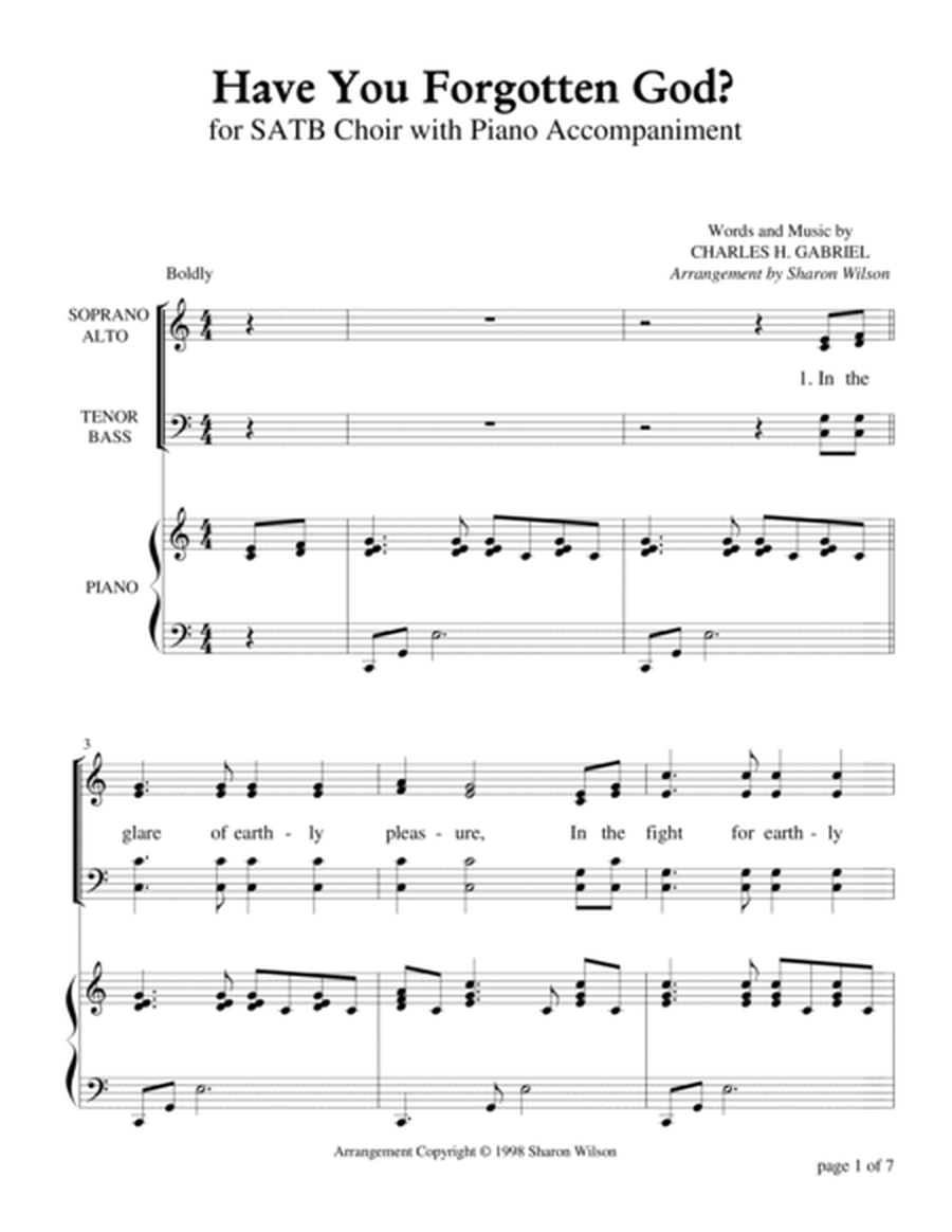 Have You Forgotten God? (for SATB Choir with Piano Accompaniment) image number null