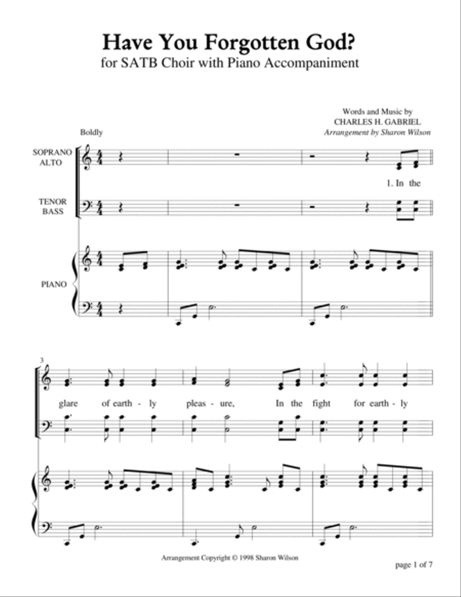 Have You Forgotten God? (for SATB Choir with Piano Accompaniment) image number null