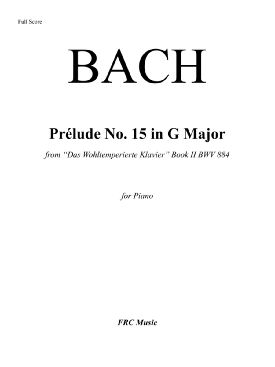 Bach: Prelude No. 15 BWV 884 in G Major - Book 2 image number null