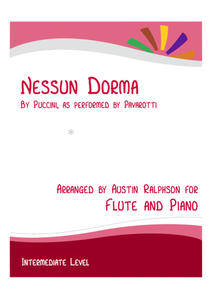 Book cover for Nessun Dorma - flute and piano with FREE BACKING TRACK to play along