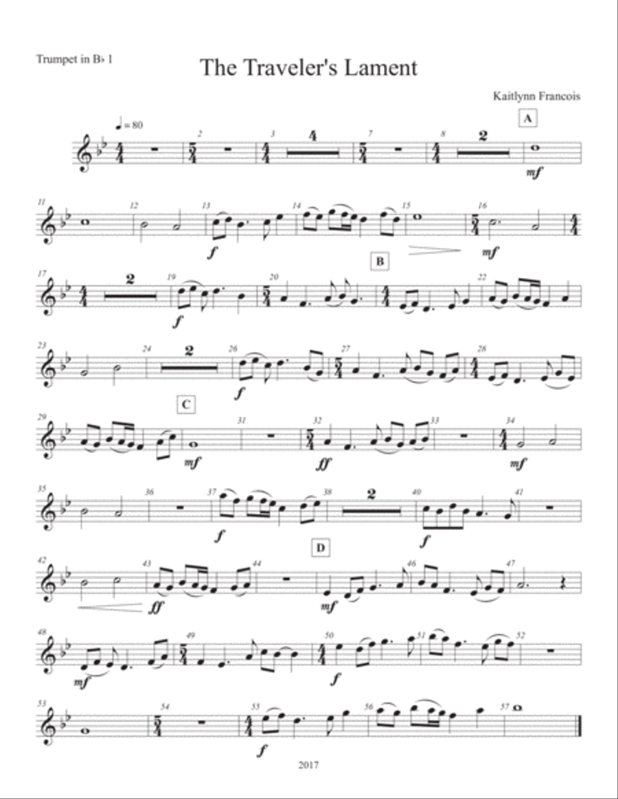 The Traveler's Lament Brass Ensemble scores gallery preview page 5