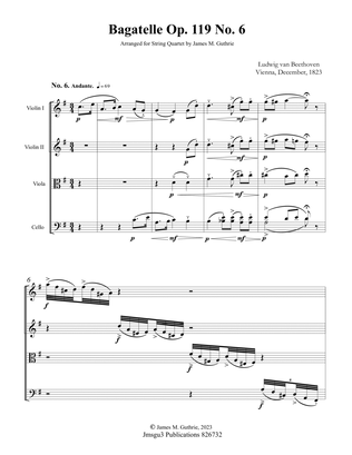 Beethoven: Bagatelle Op. 119 No. 6 for String Quartet