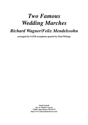 Book cover for Two Famous Wedding Marches, arranged for SATB saxophone quartet