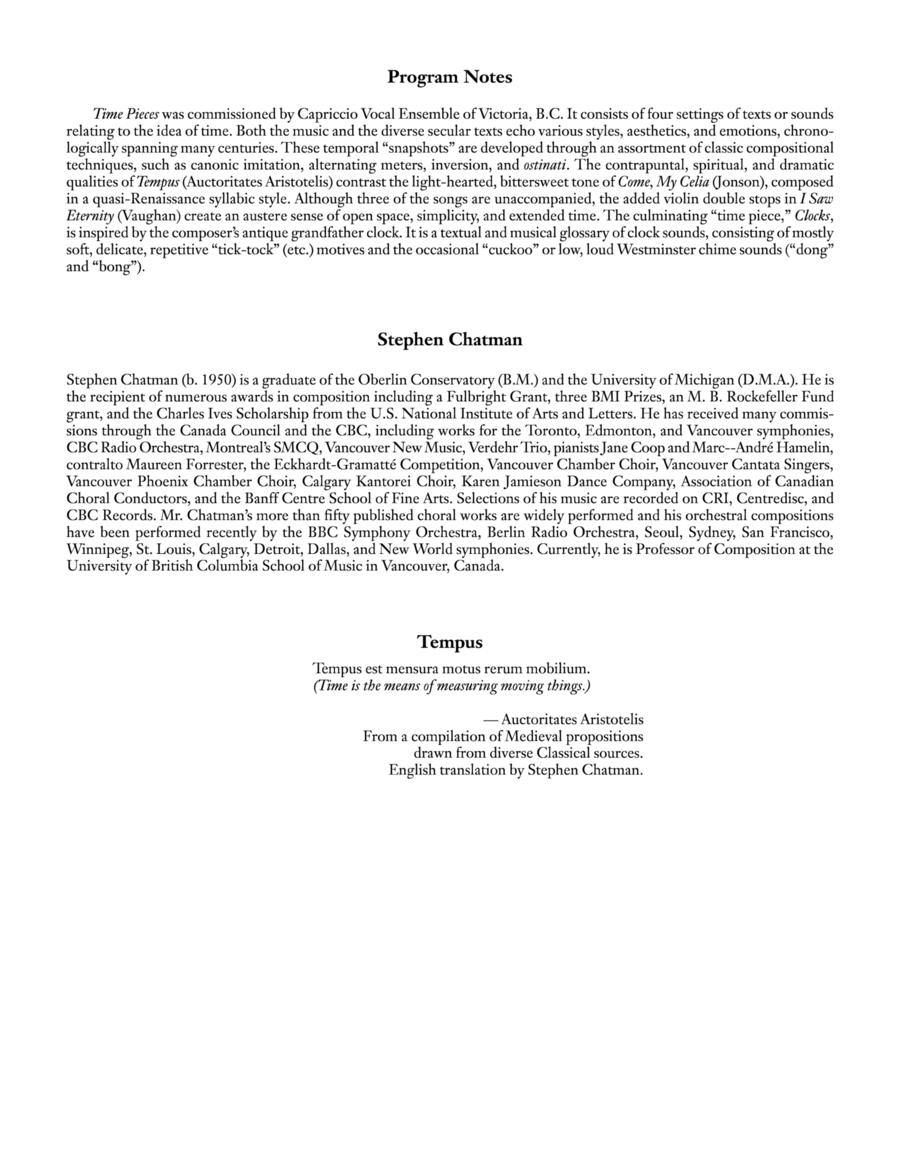 Time Pieces: 1. Tempus 4-Part scores gallery preview page 1