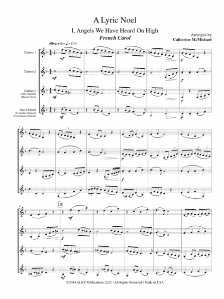 A Lyric Noel for Clarinet Quartet image number null