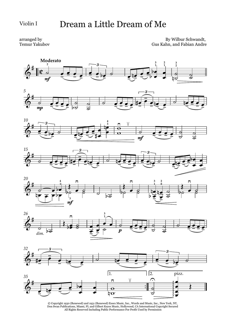 Dream A Little Dream Of Me String Quartet scores gallery preview page 4