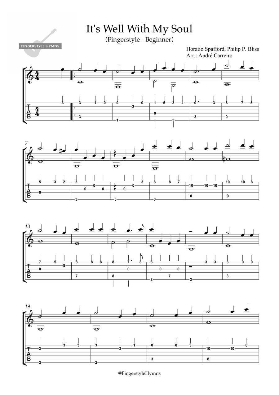 It's Well With My Soul - Fingerstyle Guitar (Beginner) Acoustic Guitar scores gallery preview page 1