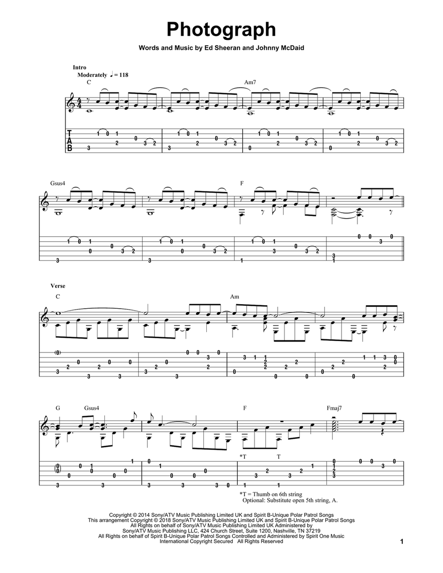 Photograph Acoustic Guitar scores gallery preview page 1