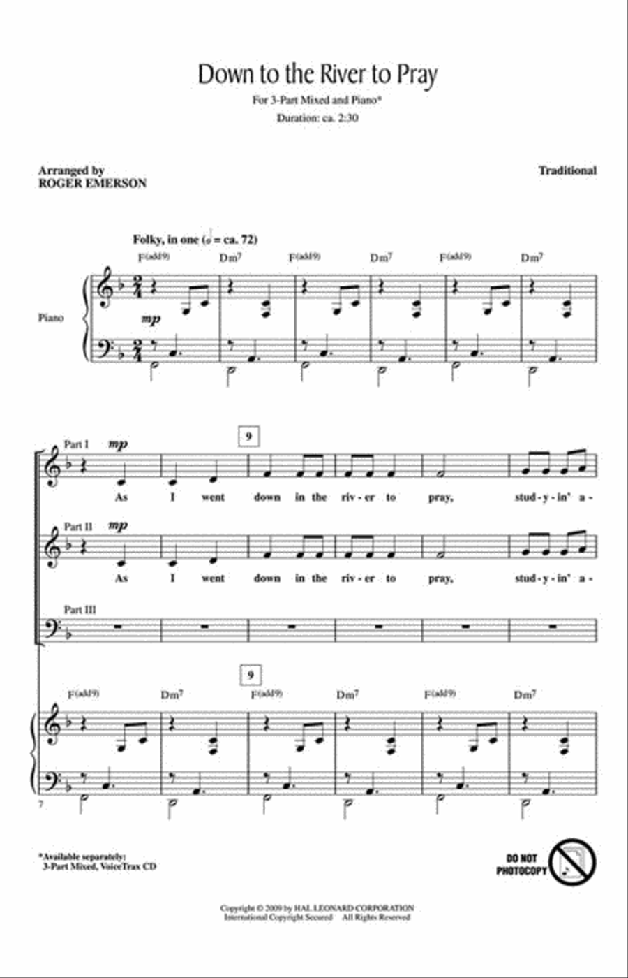 Down to the River to Pray 3-Part scores gallery preview page 2
