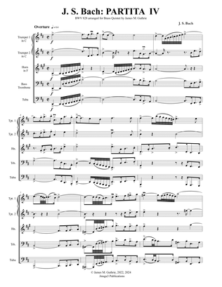 Book cover for BACH: Partita No. 4 BWV 828 for Brass Quintet