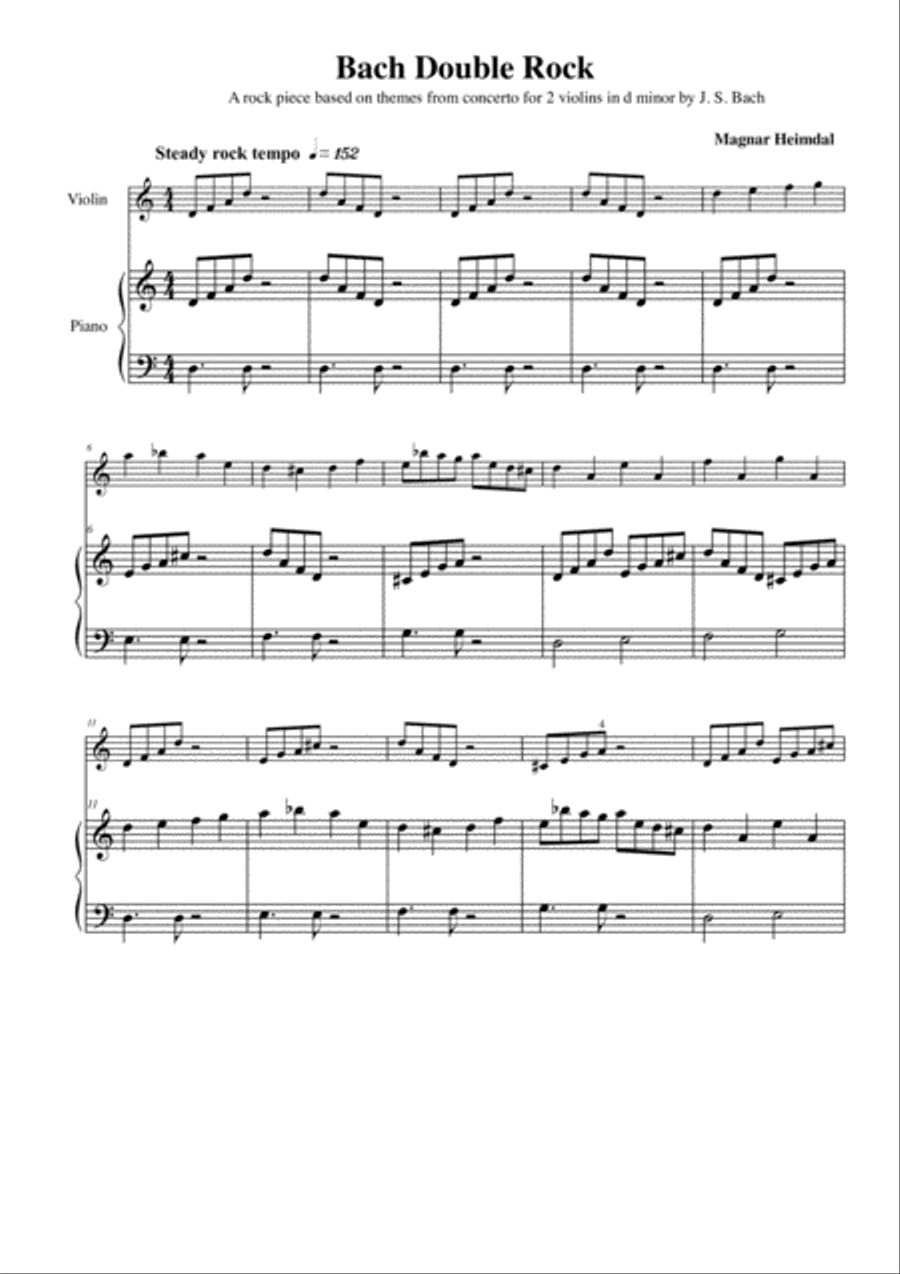 Bach Double Rock Violin Solo scores gallery preview page 1