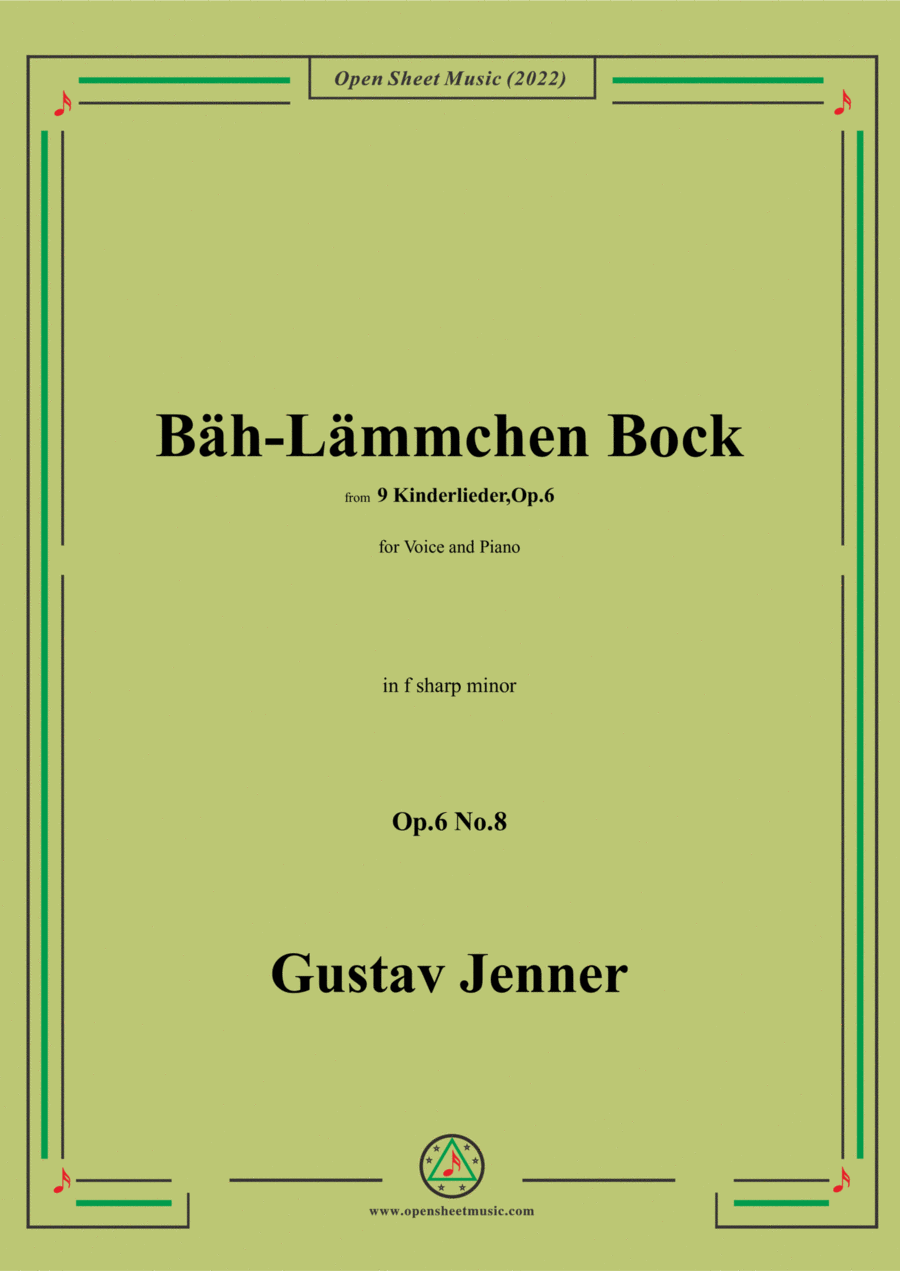 Jenner-Bäh-Lämmchen Bock,in f sharp minor,Op.6 No.8 Voice scores gallery preview page 1