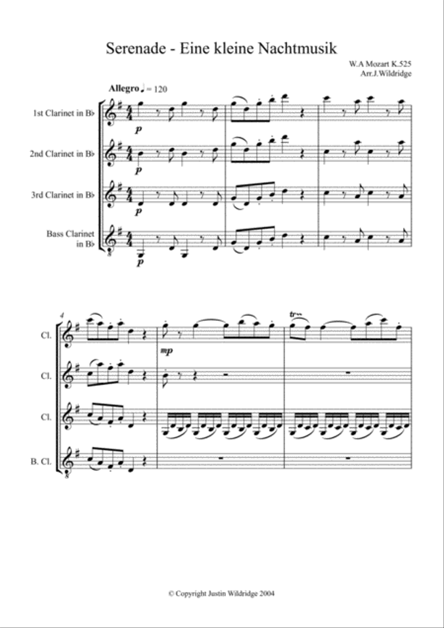 Eine Kleine Nachtmusik Eine Kleine Nachtmusik Woodwind Quintet scores gallery preview page 1
