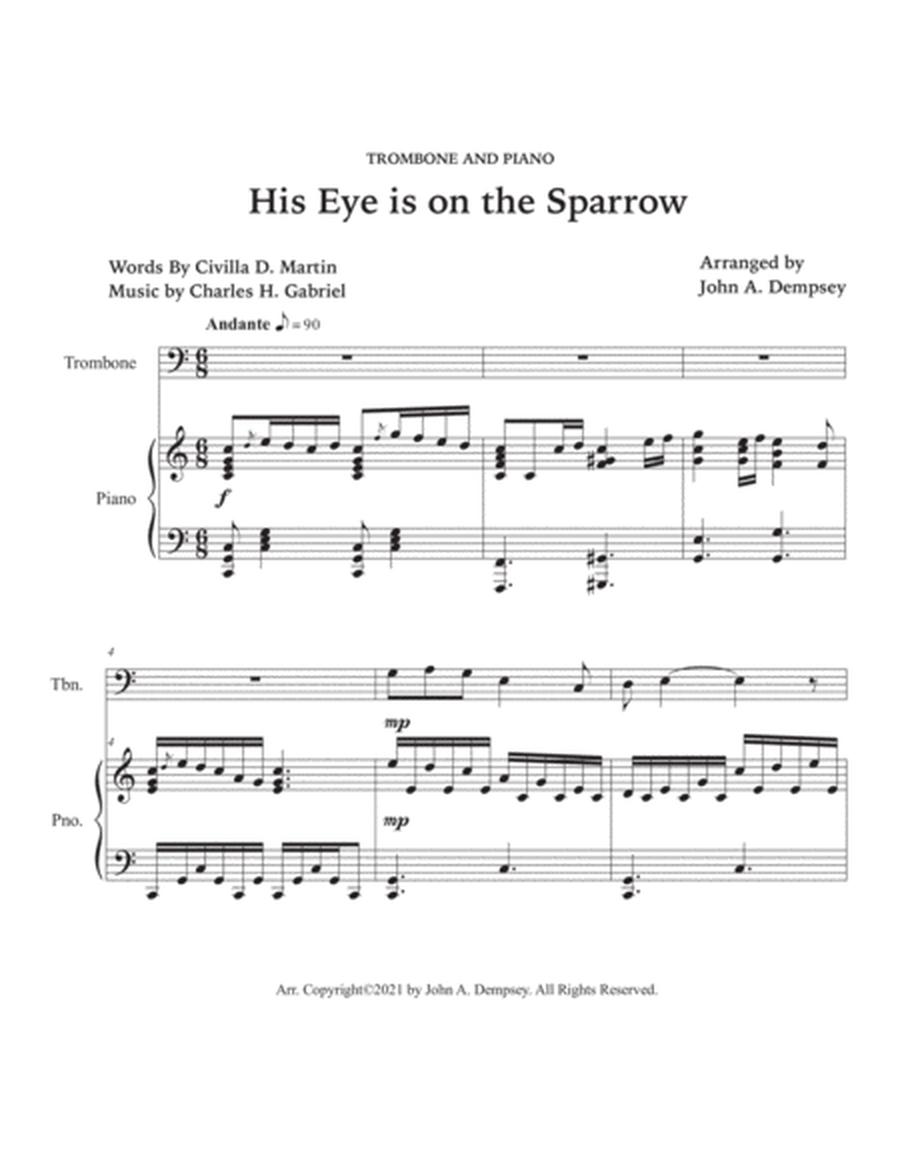 His Eye is on the Sparrow (Trombone and Piano) image number null