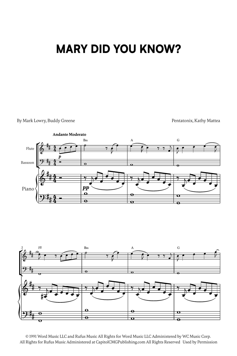 Mary, Did You Know? Woodwind Duet scores gallery preview page 1