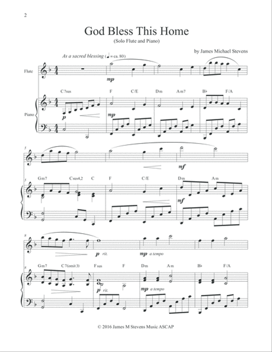 God Bless This Home (Song of Blessing) Flute & Piano Flute Solo scores gallery preview page 2